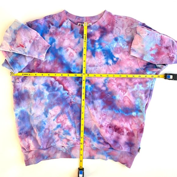 Fila Long Sleeve Crew Neck Custom Tie Dye Sweatshirt with Pockets - Picture 3 of 8